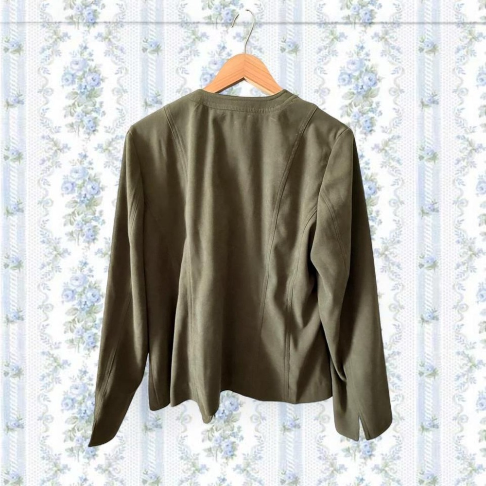 JM Collection Women's 14 Khaki Olive green jacket with zipper detail lightweight - Picture 4 of 4